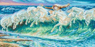 Набор для живописи по номерам "Кони Нептуна", 40 х 80 см
