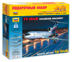 Подарочный набор с моделью для сборки "Самолет "ТУ-154М", 1:144