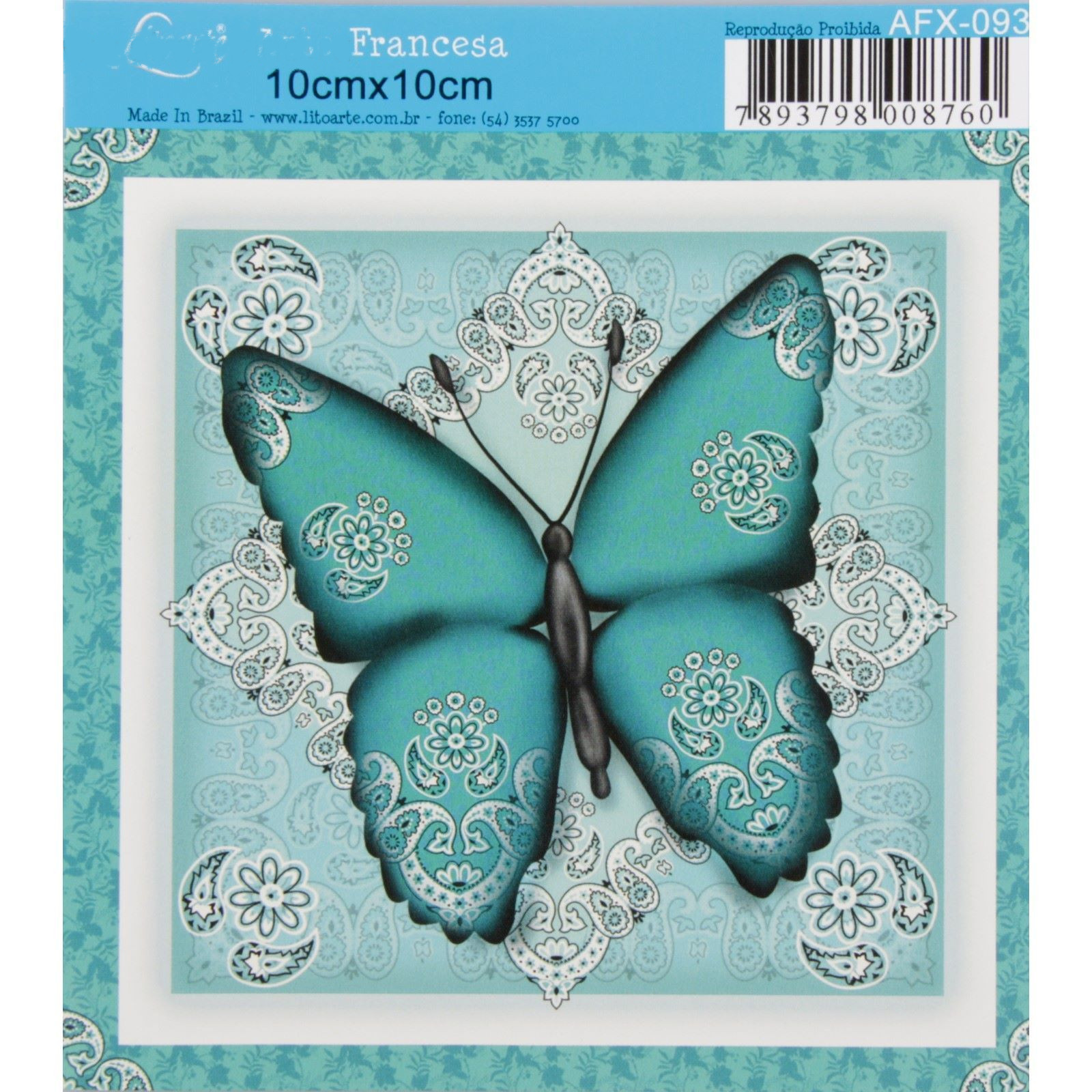 Декупажная бумага Arte Francesa - Голубая бабочка, 10 х 10 см