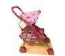 Прогулочная коляска для кукол с козырьком, с розочками, розовая