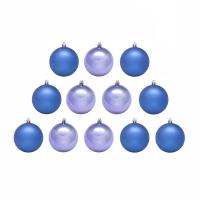Набор из 12-ти елочных шаров, синий, 6 см