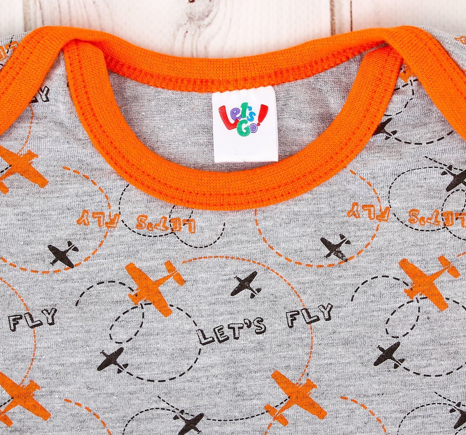 Пижама Let`s Fly, серо-оранжевая, 92 см