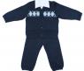 Комплект вязаной детской одежды "Ромб", темно-синий, р. 74