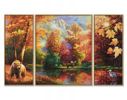 Раскраска по номерам триптих "Осень", 50 х 80 см