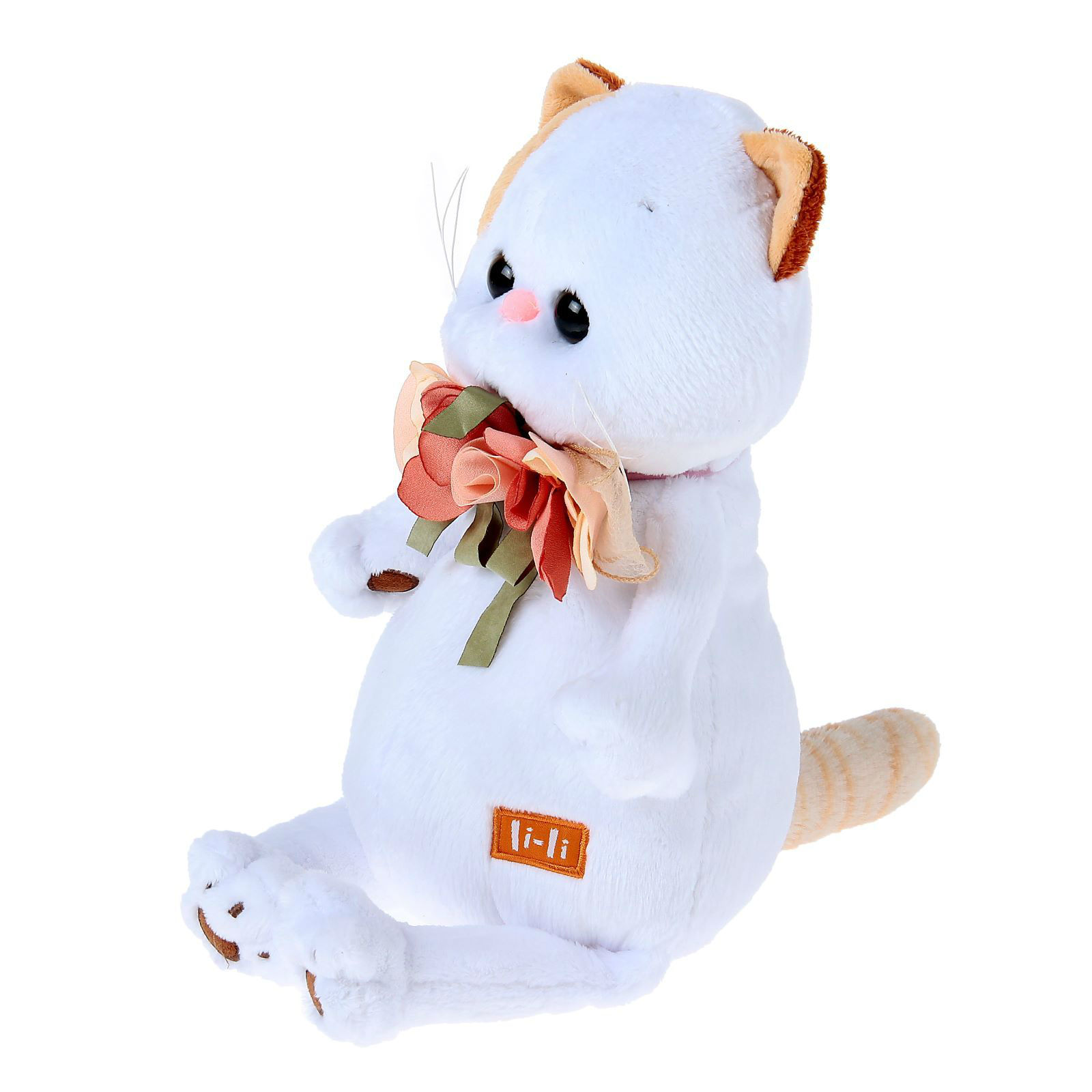 Мягкая игрушка Basik&co кошка ли-ли с шёлковыми цветами 27 см