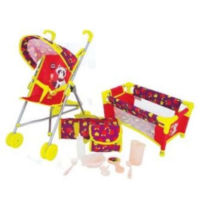 Игровой набор 3 в 1 Deluxe - Кроватка с коляской и аксессуарами
