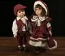 Набор из 2 коллекционных керамических кукол в бордовых нарядах, 30 см