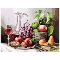 Раскраска по номерам "Натюрморт с фруктами" на подрамнике, 30 х 40 см