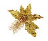 Новогоднее украшение "Цветок" с декором, золотистый, 18 см