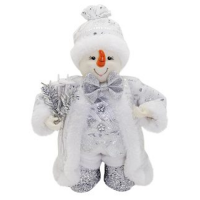 Кукла под елку "Снеговик" бело-серебристая, 20 см