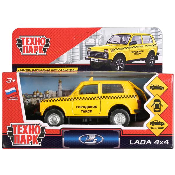 Металлическая инерционная машина Lada 4x4 - Такси, 12 см
