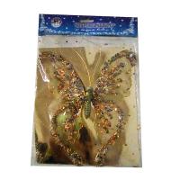 Праздничная подвеска "Бабочка с блестками", желтая, 16 см