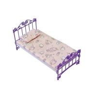 Кукольная кроватка с постельным бельем, фиолетовая