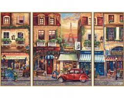 Картина-раскраска по номерам - триптих "Париж", 50 х 80 см
