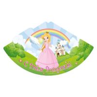 Набор из 6 бумажных колпаков "С Днем Рождения!" - Принцесса и радуга, 16 см