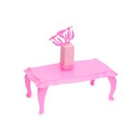 Мебель для куклы "Журнальный столик с цветами", розовая