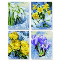 Набор из четырех раскрасок по номерам "Весенние цветы", 18 х 24 см