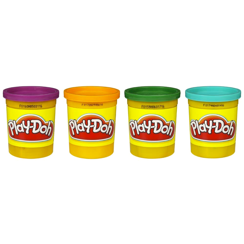 Пластилин Play-Doh, 4 банки (фиолетовый, оранжевый, зеленый, голубой)