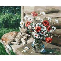 Раскраска по номерам "Дачная жизнь кота Василия", 50 х 40 см