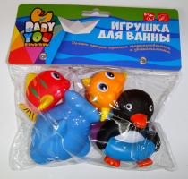 Игровой набор для купания "Рыбки, кит, пингвин", 4 шт.