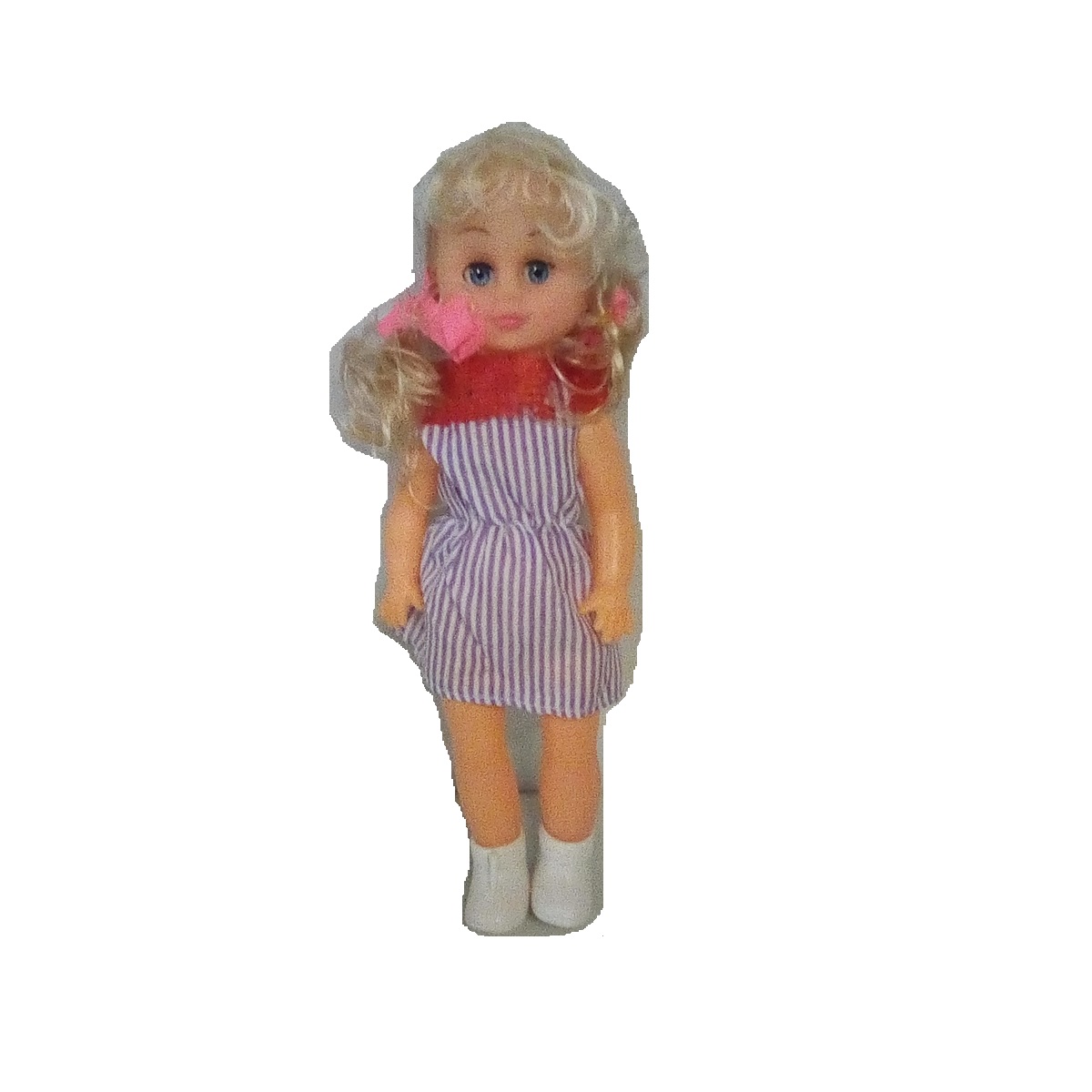 Озвученная кукла в полосатом платье (плачет), 24 см