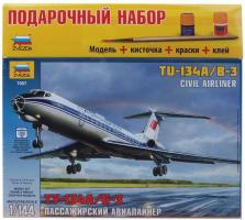 Подарочный набор "Пассажирский авиалайнер Ту-134А/Б-3", 1:144