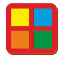 Рамка-вкладыш "Игры Никитина" - Сложи квадрат, 4 квадрата, уровень 3