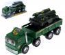 Инерционный грузовик "Военный автовоз" с танком, темно-зеленый