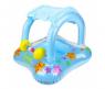 Надувной детский круг-плот с навесом Baby Float, голубой
