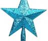 Наконечник на елку "Объемная звезда" - Блестящая крошка, голубая, 25 см