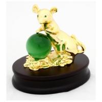 Сувенир "Мышь с зеленым камнем", 11 см