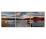Раскраска-триптих по номерам "Восход на озере" на картоне, 120 х 40 см