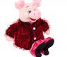 Мягкая игрушка "Свинка в розовых туфлях и бордовой шубке", 17 см