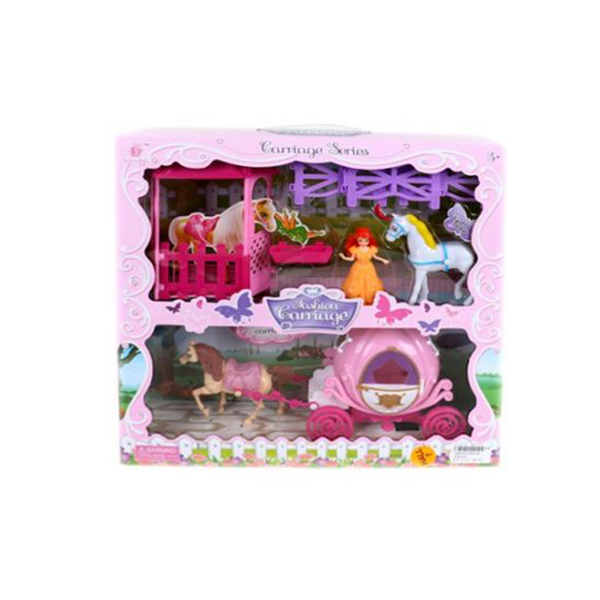 Игровой набор Fashion Carriage - Карета с куклой и лошадками, розовый
