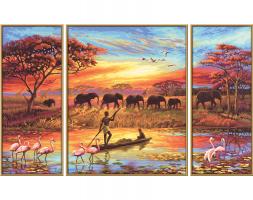 Раскраска-триптих по номерам "Африка-Магический континент", 50 х 80 см