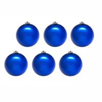Новогодний набор из 6 блестящих елочных шаров, синий, 6 см