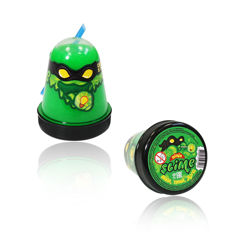 Лизун Ninja Slime (светится в темноте), зеленый, 130 гр.