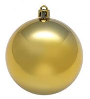 Елочный блестящий шар, золотистый, 15 см