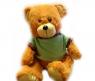 Мягкая игрушка "Медведь в зеленой футболке", бежевый, 37 см
