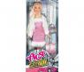 Кукла Ася "Городской стиль" - Блондинка в розовом платье и белой шубке