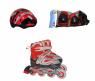 Роликовые коньки с защитой и шлемом (свет), красные, р.34-37