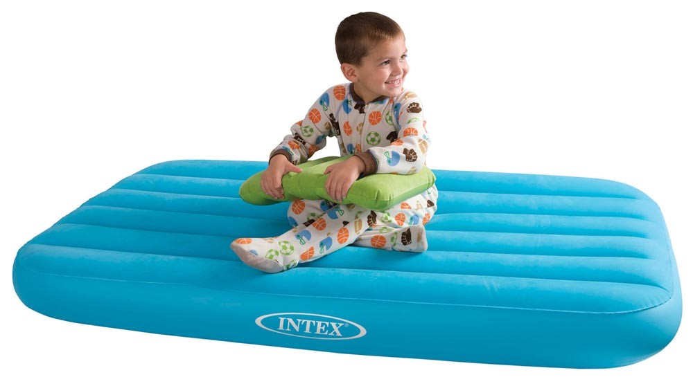 Детский надувной матрас Cozy Kidztm с подушкой, голубой, 88 х 157 см
