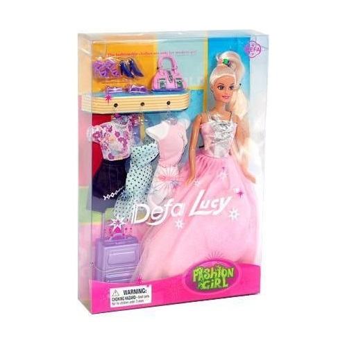 Кукла Fashion Girl - Люси с гардеробом, в розовом платье