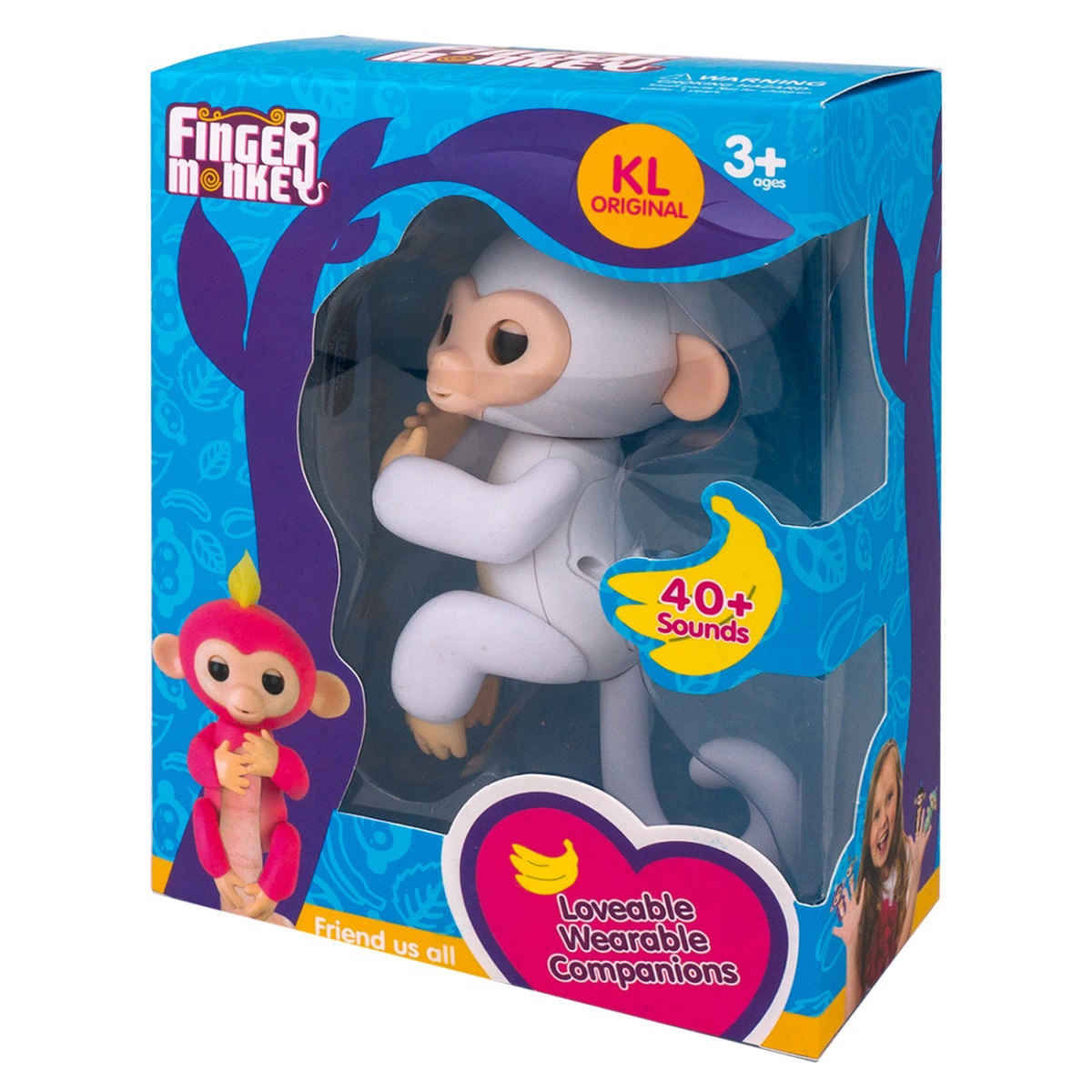 Интерактивная обезьянка Finger Monkey, белая