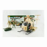 Игровой набор 4 в 1 "Вертолет с танком и фигурками солдат" (свет, звук), 1:72