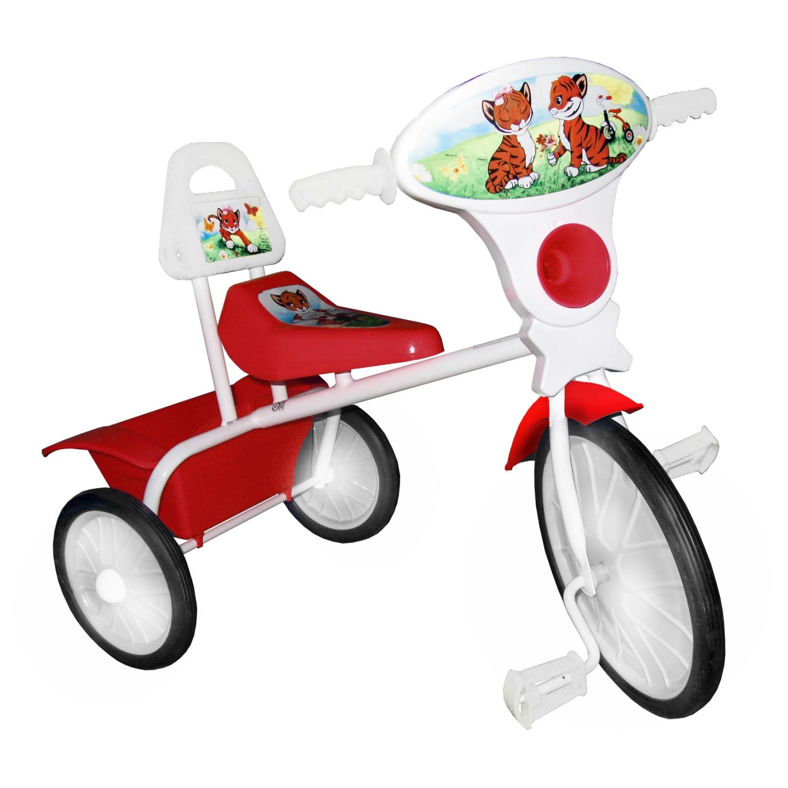 Детский трехколесный велосипед с гудком - №1, красный