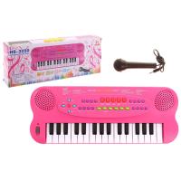 Музыкальный инструмент "Музыкант" - Синтезатор с микрофоном (звук), розовый