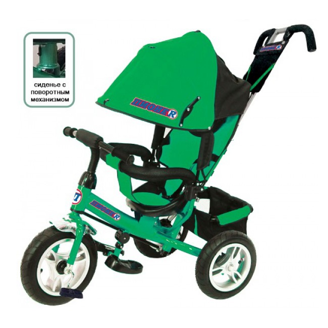 Детский трехколесный велосипед с поворотным сиденьем, зеленый