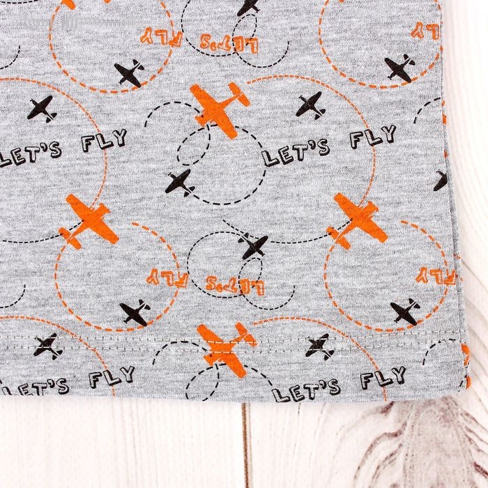 Пижама для мальчика Let's Fly, серо-оранжевая, 110-116 см