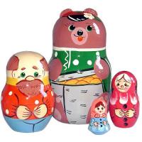 Матрешка "Русские народные игрушки" - Маша и Медведь, из 4 фигурок